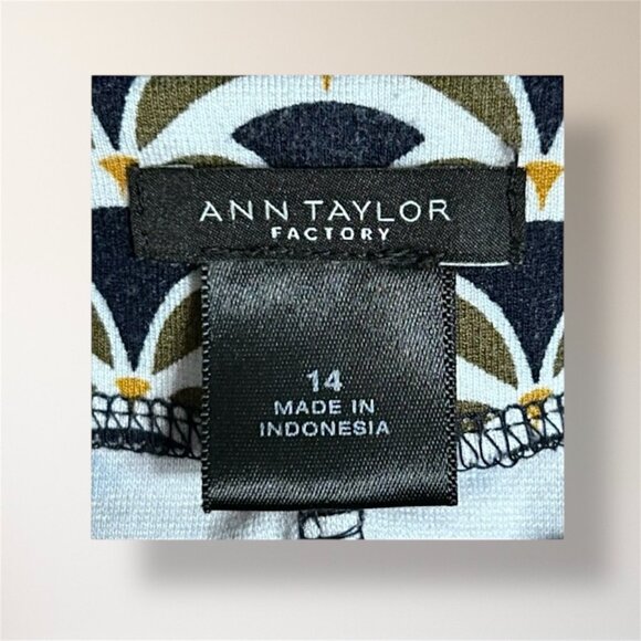 Ann Taylor Black White Geometric Printed Shift Mini Dress Preppy Coastal Sz 14 - Picture 5 of 7